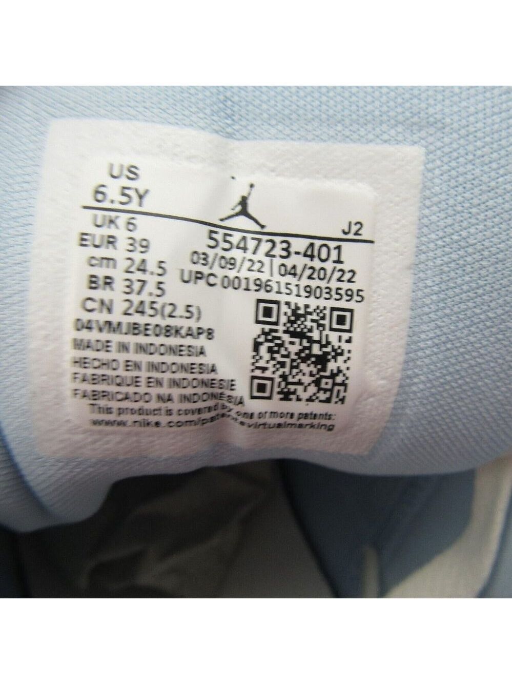 Jordan 1 Low Ice Blue GS Size 6.5Y / Womens Size 8 Sneakers NEW - Picture 10 of 15